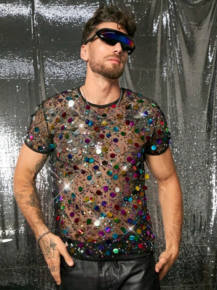 Bonga Boys men's sheer sequin's tshirts